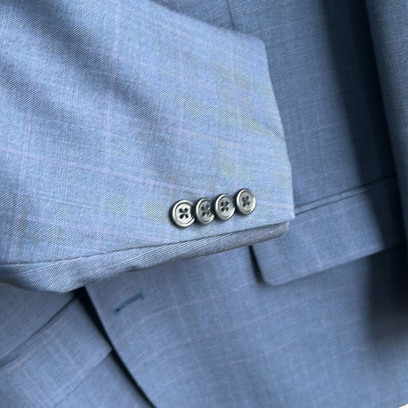 Michael Kors Wool Single Breast Two Button Blue Blazer Light Plaid Men size 44R - Picture 12 of 14